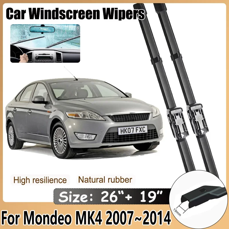 شفرات ممسحة السيارة لفورد مونديو MK4 2007 ~ 2014 شريط مطاطي مسح تنظيف فرشاة حماية الزجاج الأمامي اكسسوارات 2013 2012 2011