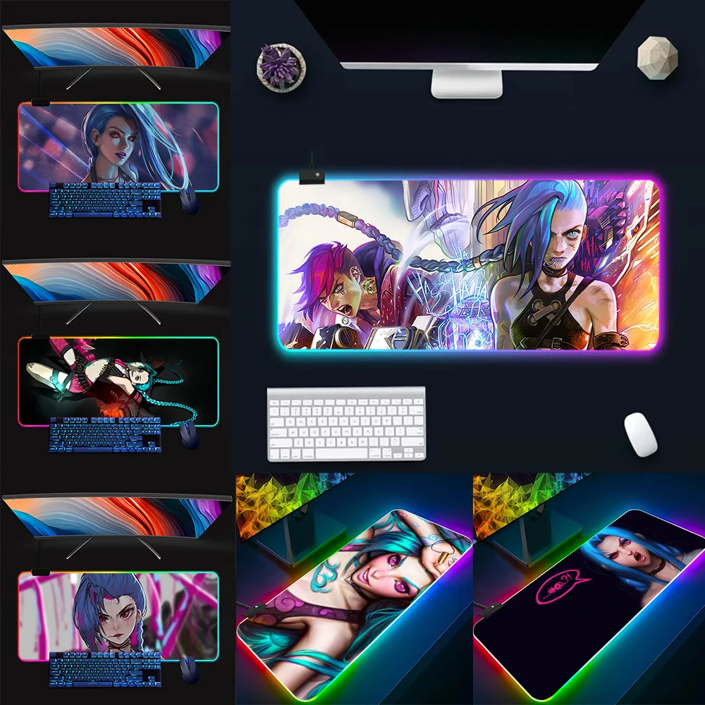 

L-LeagueS of Legends J-Jin RGB Pc Gamer Keyboard Mouse Pad Mousepad LED Glowing Mouse Mats Rubber Gaming Computer Mausepad