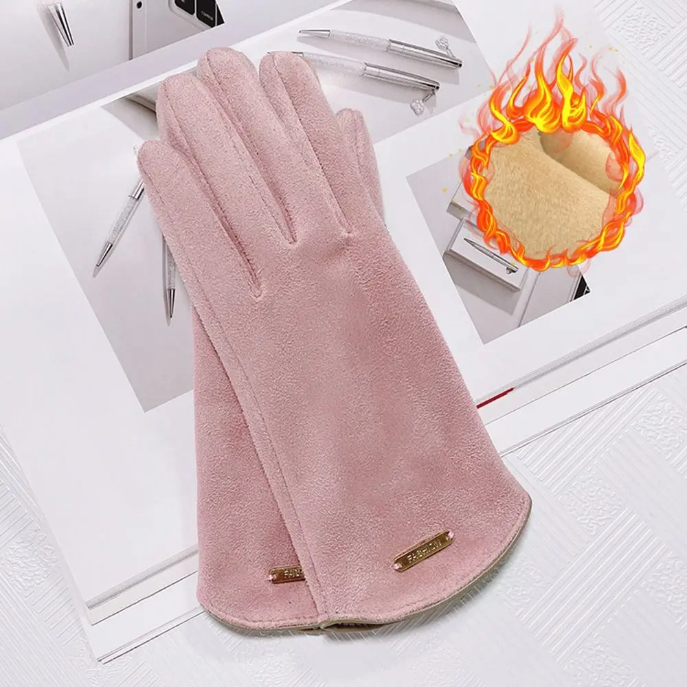 Thicken Gloves Suede Velvet Warm Mittens Thermal Driving Ski Windproof Gloves Touch Screen Winter Women Gloves