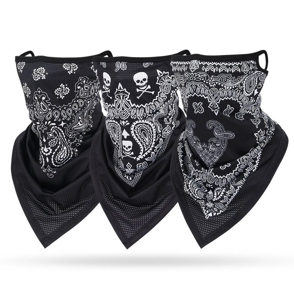 

Black White Red Bandanna Masks Earloops Mesh Breathable Paisley Bandana Triangle Face Neck Cover Balaclava Men Women Protective