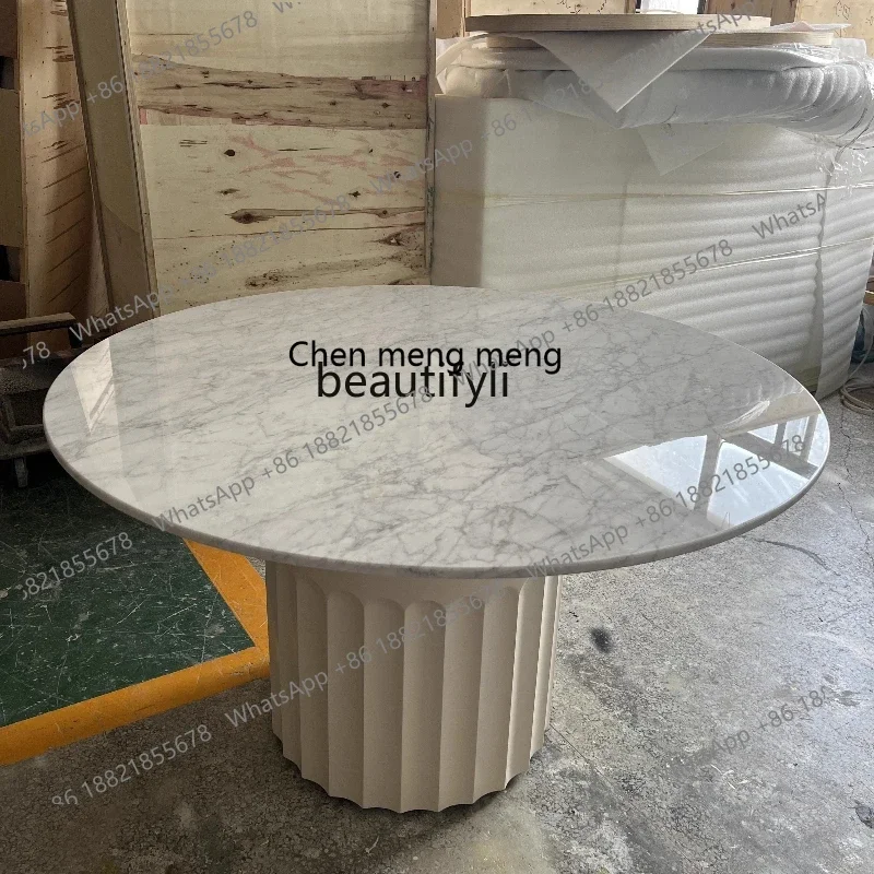 

zxCream style light luxury simple round dining table log wabi-sabi wind designer, small apartment household round table