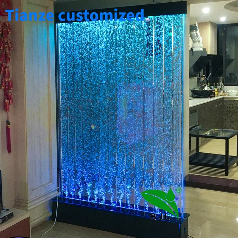 (Customized) Custom interior decorative acrylic partition wall led water bubble wall waterfall wedding decoration