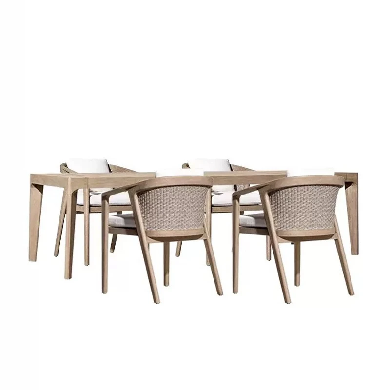 

Outdoor villa courtyard solid wood dining chair hotel homestay simple teak table terrace garden waterproof sun leisure chair