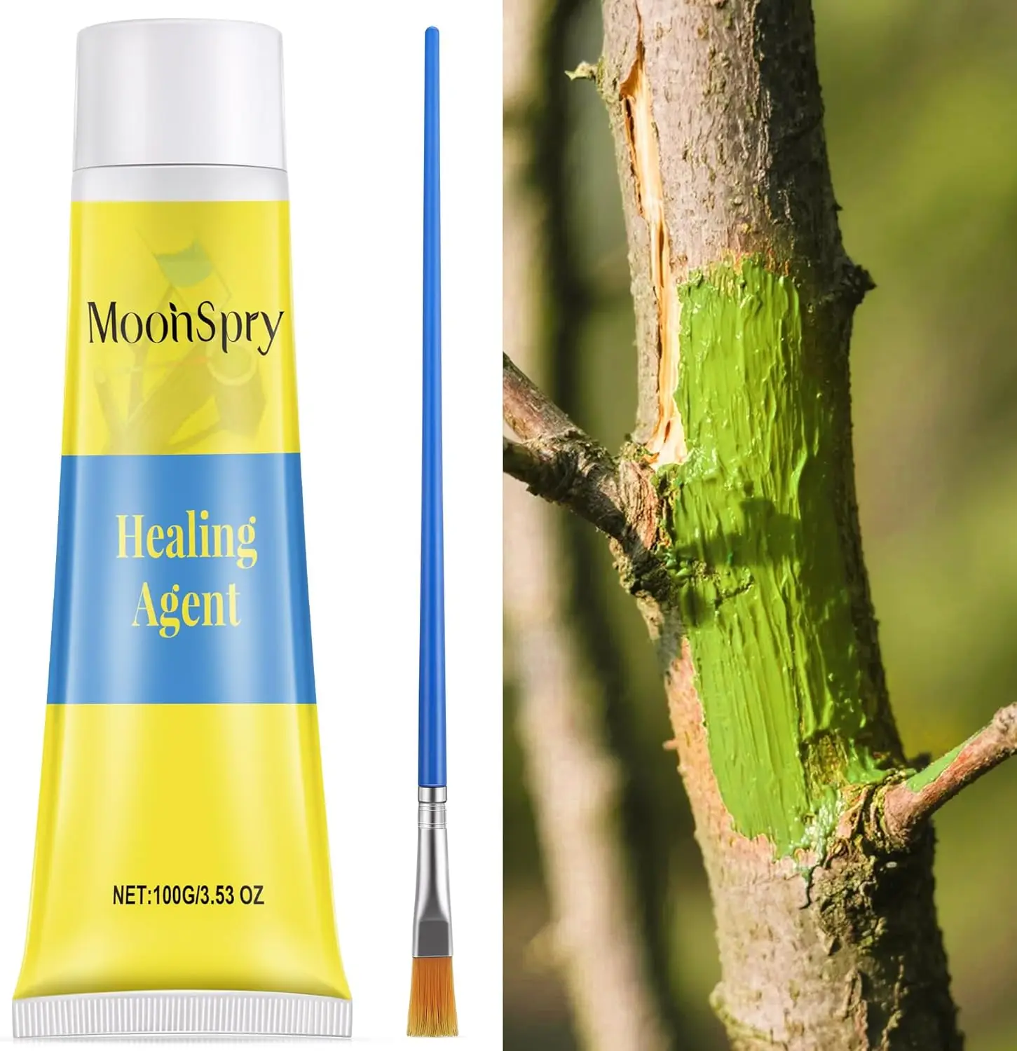 Sellador de poda de heridas en árboles, pasta curativa de bonsái con cepillo, vendaje de corte de plantas de 100 g para una recuperación rápida