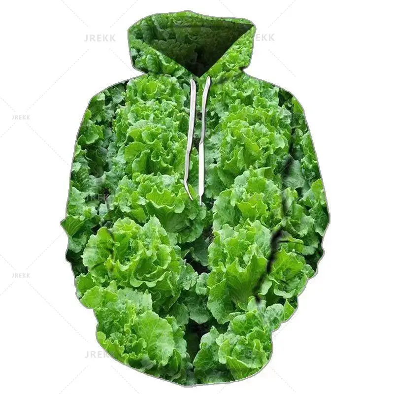 Sudadera con capucha para hombre y mujer, suéter con estampado 3D de vegetales verdes orgánicos, ropa y2k, Otoño e Invierno