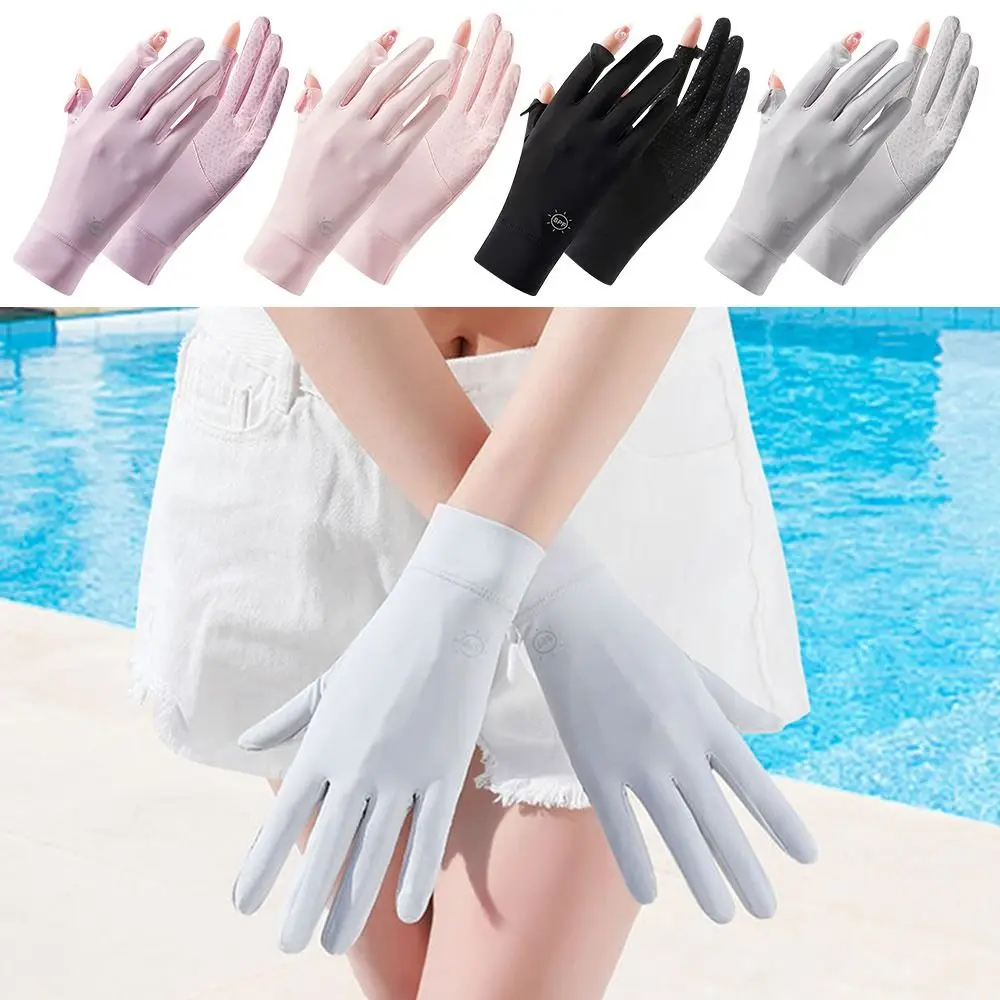 Breathable Summer Anti-UV Sunscreen Gloves Mittens Ice Silk Gloves Women Gloves