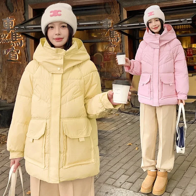 Chaqueta de algodón con capucha para mujer, corte holgado, otoño e invierno, nuevo estilo, versión coreana, abrigo corto versátil de talla grande para persona