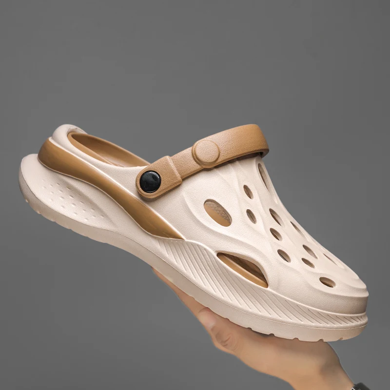 

2025 summer new men's beach shoes, anti-slip and breathable outdoor sandals, thick-soled height-increasing fashionable slippers