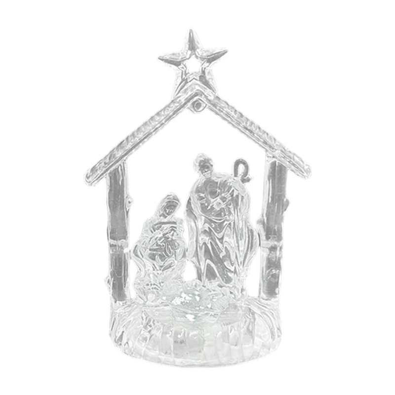 Elegant Holy Nativity Figure Ornament Decors Clear Tabletop Decoration Pieces A0KF