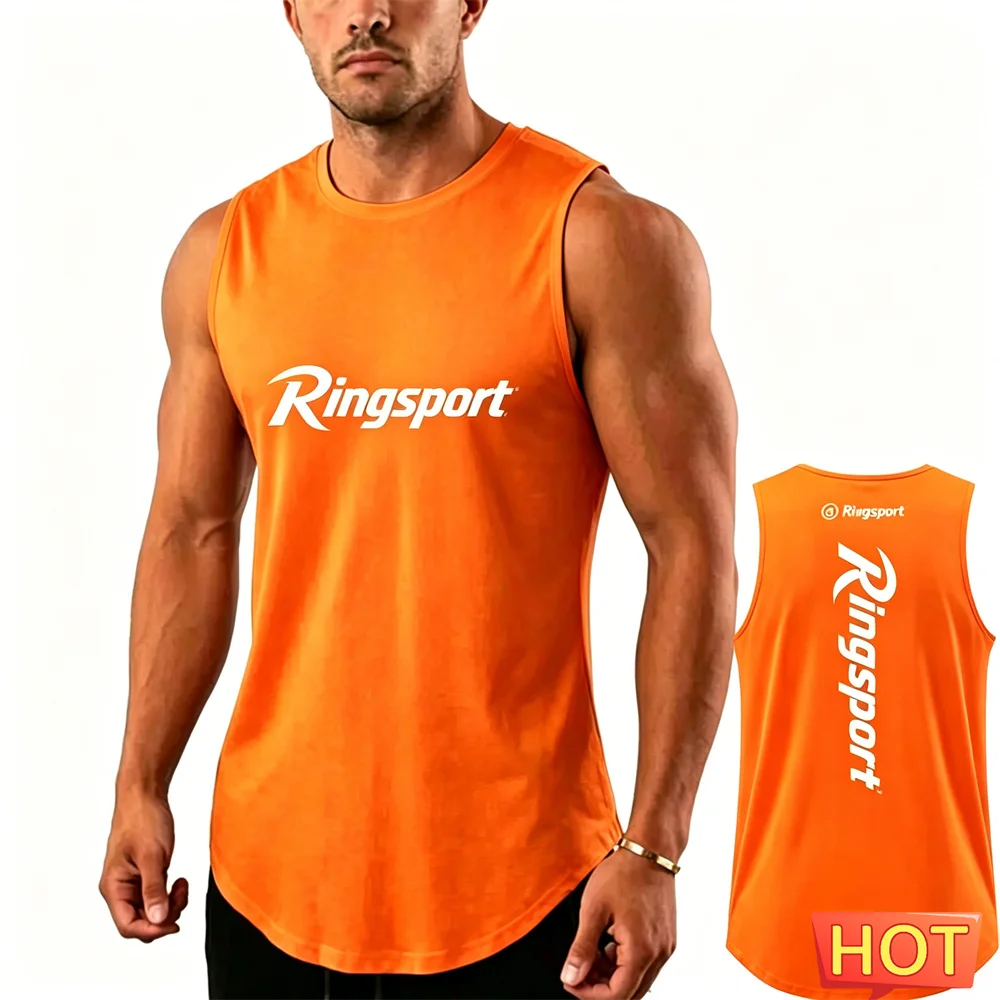 Summer Men's Fitness T-shirt men's t-shirts and tank tops pattern print sleeveless T-shirt Quick drying Men women's running vest