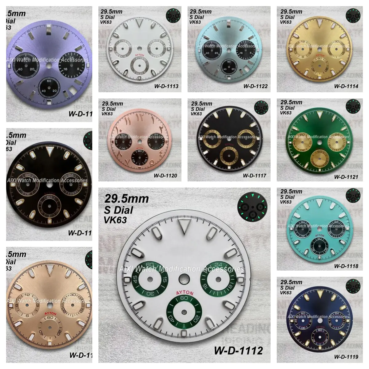 

29.5mm S Logo Panda DTN Dial Fit VK63 Movement Green/No Luminous High Quality Watch Modification Accessories