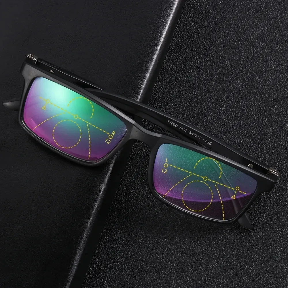 Bifokale Progressive Lesebrille Männer Blau Licht Blockieren Multifokale Brillen Ultraleichte Licht Brillen + 3,5 + 4,0 – Detail 3