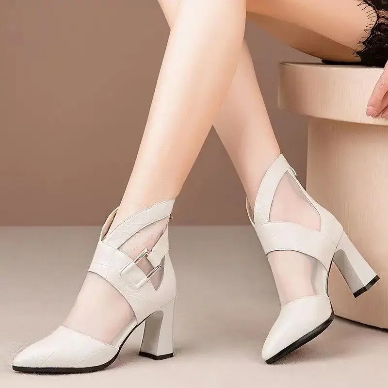 Pointed Toe Breathable Booties Black Ankle Boots for Women Winter 2025 High Quality Boot On Promotion Trend Pu Woman Short Shoes