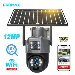 6K 12MP WiFi Solar Camera 10X Zoom Three Lens Outdoor PTZ Video Surveillance Human Detection Security Protection Smart CCTV Cam