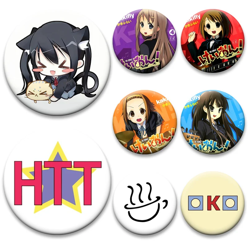 Cute Comics K-ON! Brooches Hirasawa Yui Akiyama Mio Tainaka Ritsu Kotobuki Tsumugi Nakano Azusa Cartoon Badge Anime Lapel Pins