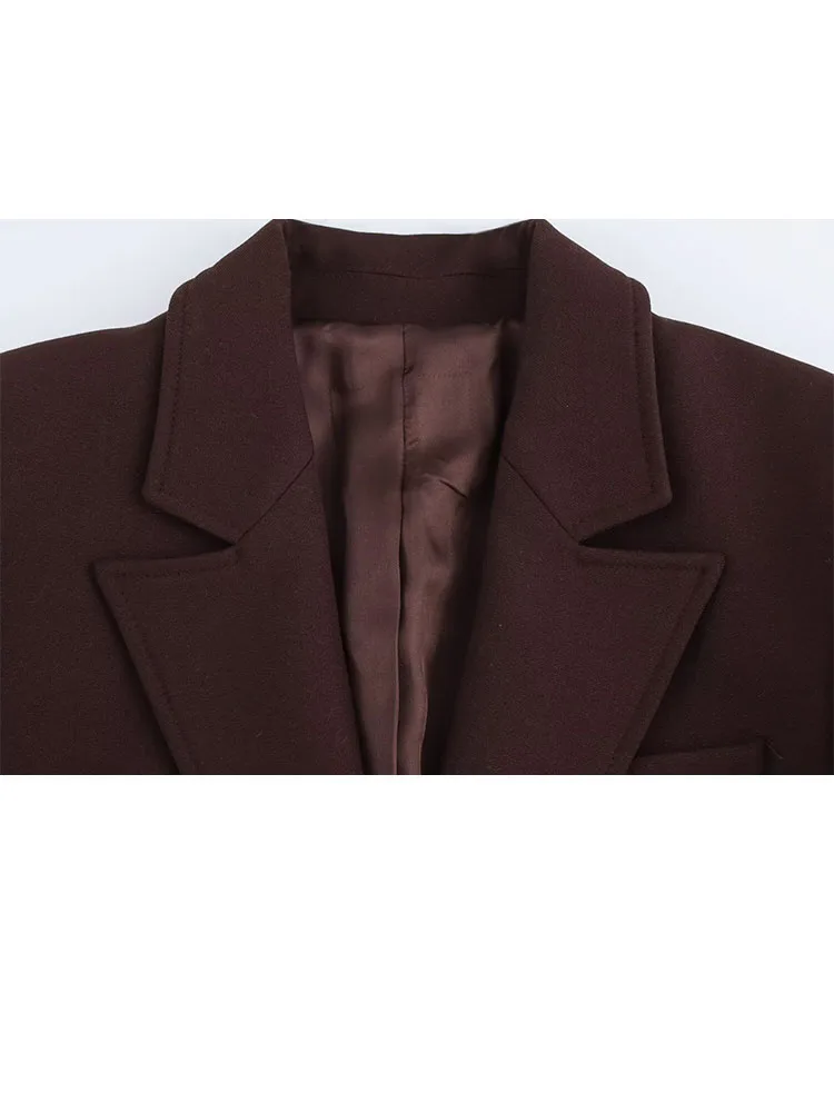 HH Women 2 Piece Set Lapel Long Sleeves Single Breasted Pocket Decorate Blazer Top+Fashion Side Pockets Zipper Trousers
