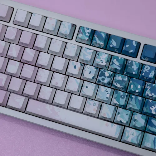 Imagen 2 del producto JCM Cherry Keycaps Dye-Sub PBT luz lateral alemán/coreano/francés/inglés/español para teclado mecánico regalo de playa rosa para niña