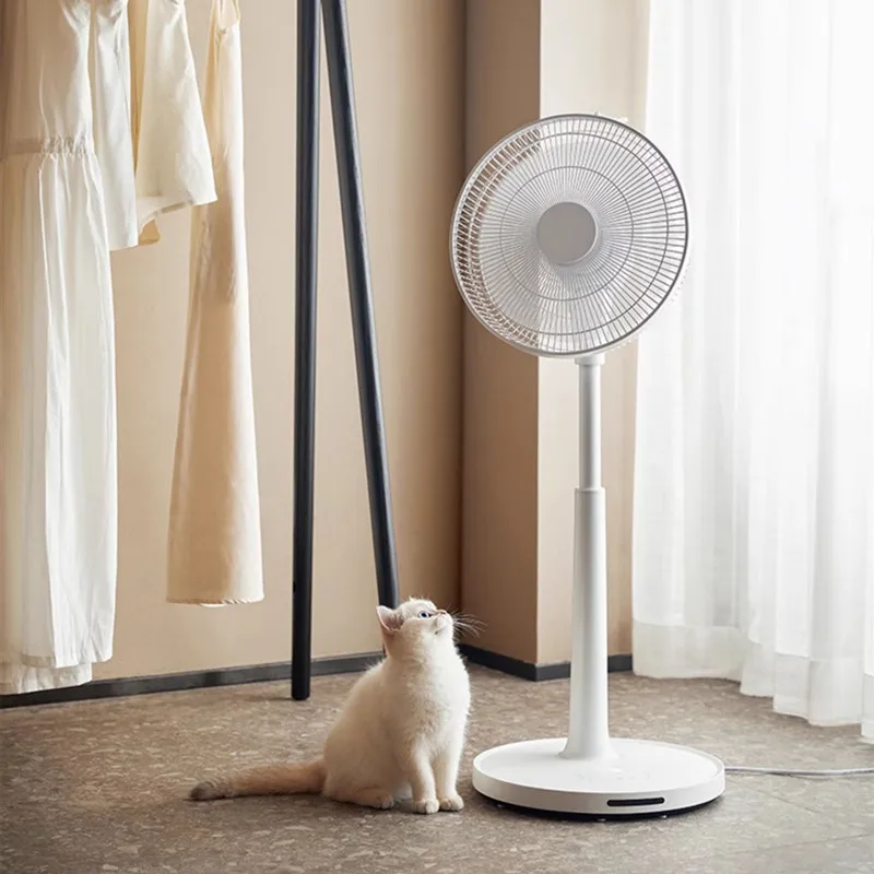 Floor-Mounted Electric Fan Household Light Sound Bedroom Large Wind Air Circulation Fan White Remote Control Mute Liftable