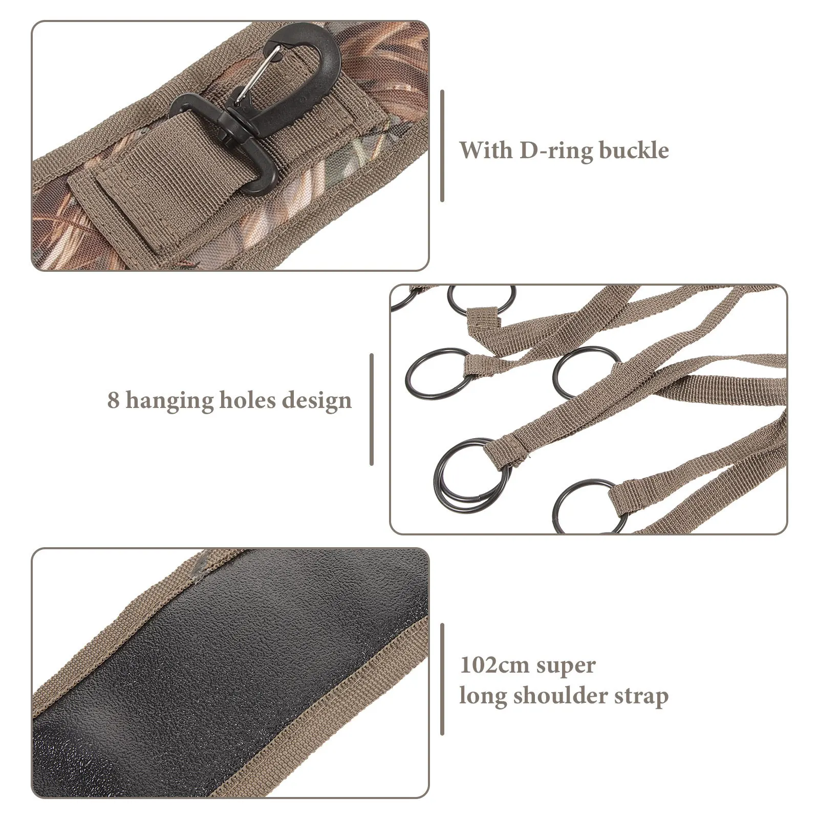 8 Drops Oxford Cloth Game Carrier Hunting Strap Game Tote Super Long Shoulder Strap Carrying Birds Ducks Goose Hanger