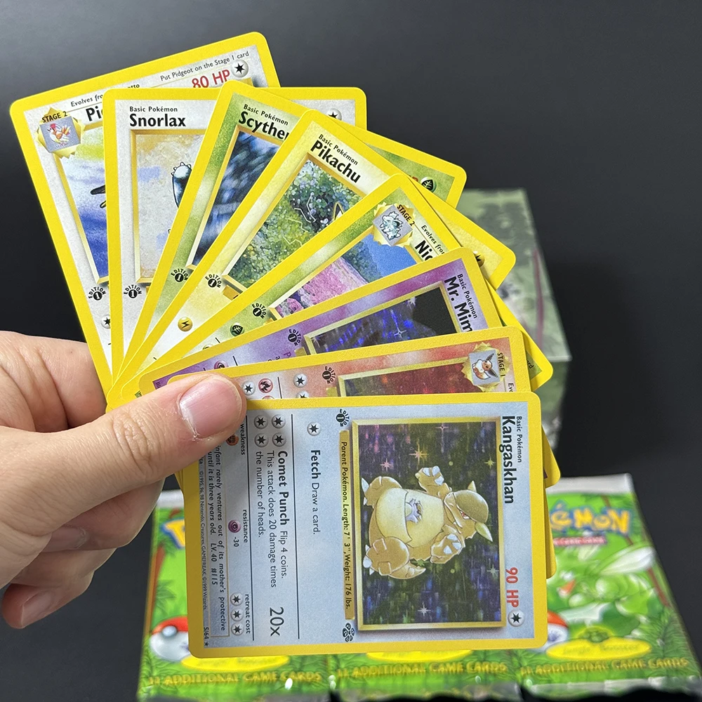 Pokémon Jungle Booster Packs TCG 1. Auflage, Proxy-Spielkarten, Flareon Wigglytuff Scyther-Packs, 1 Packung, 11 Karten, versiegelte Verpackung