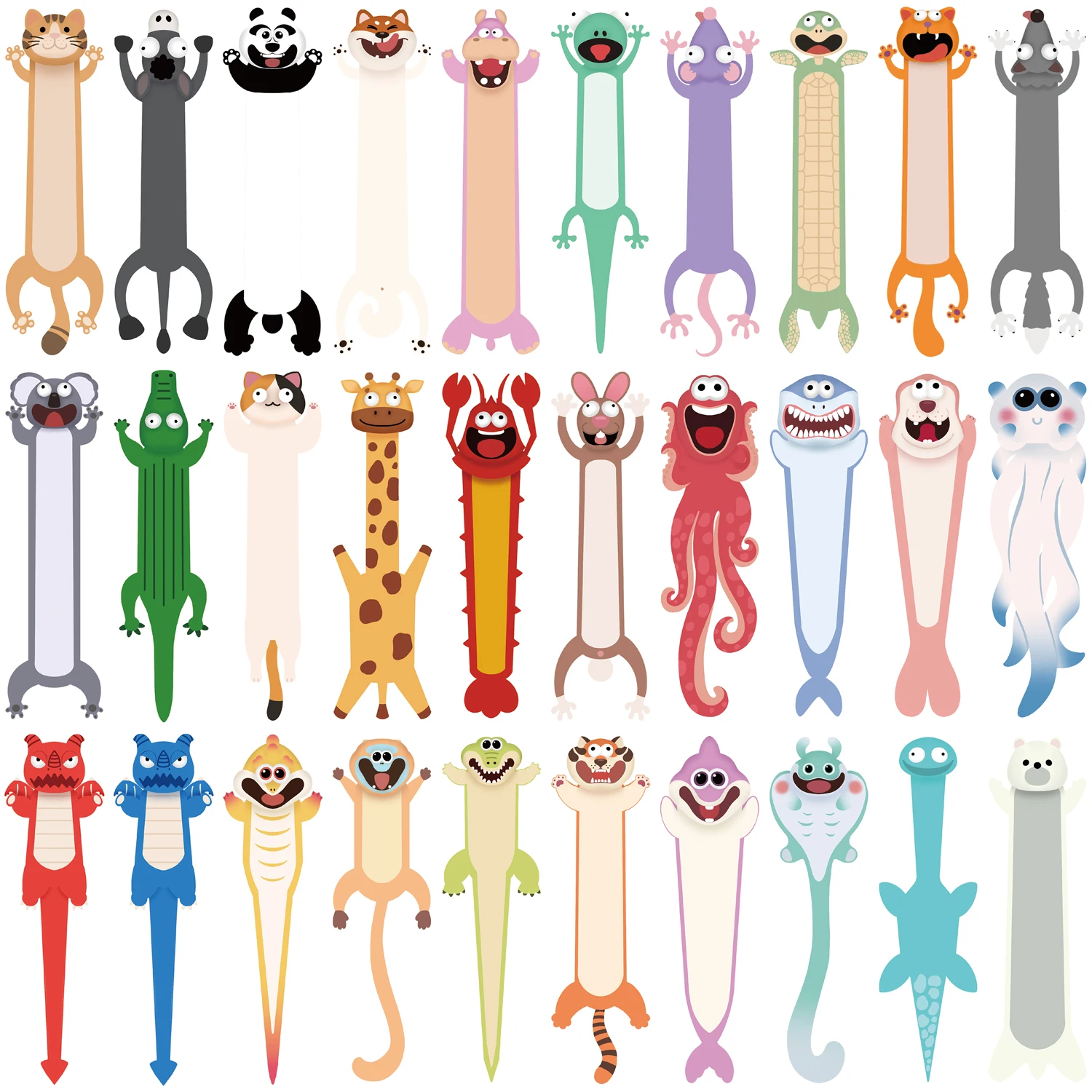 30 Marcadores de Libros de Papel con Diseño de Animales (Rana, Panda, Gato), Ideales para Decorar Libros y Dejar Notas