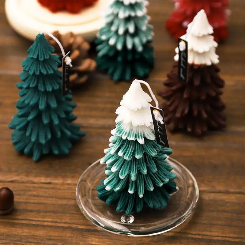 Candele profumate a forma di albero di Natale Candele per aromaterapia carine Candele Decorazioni da tavola per le vacanze invernali della vigilia di Natale