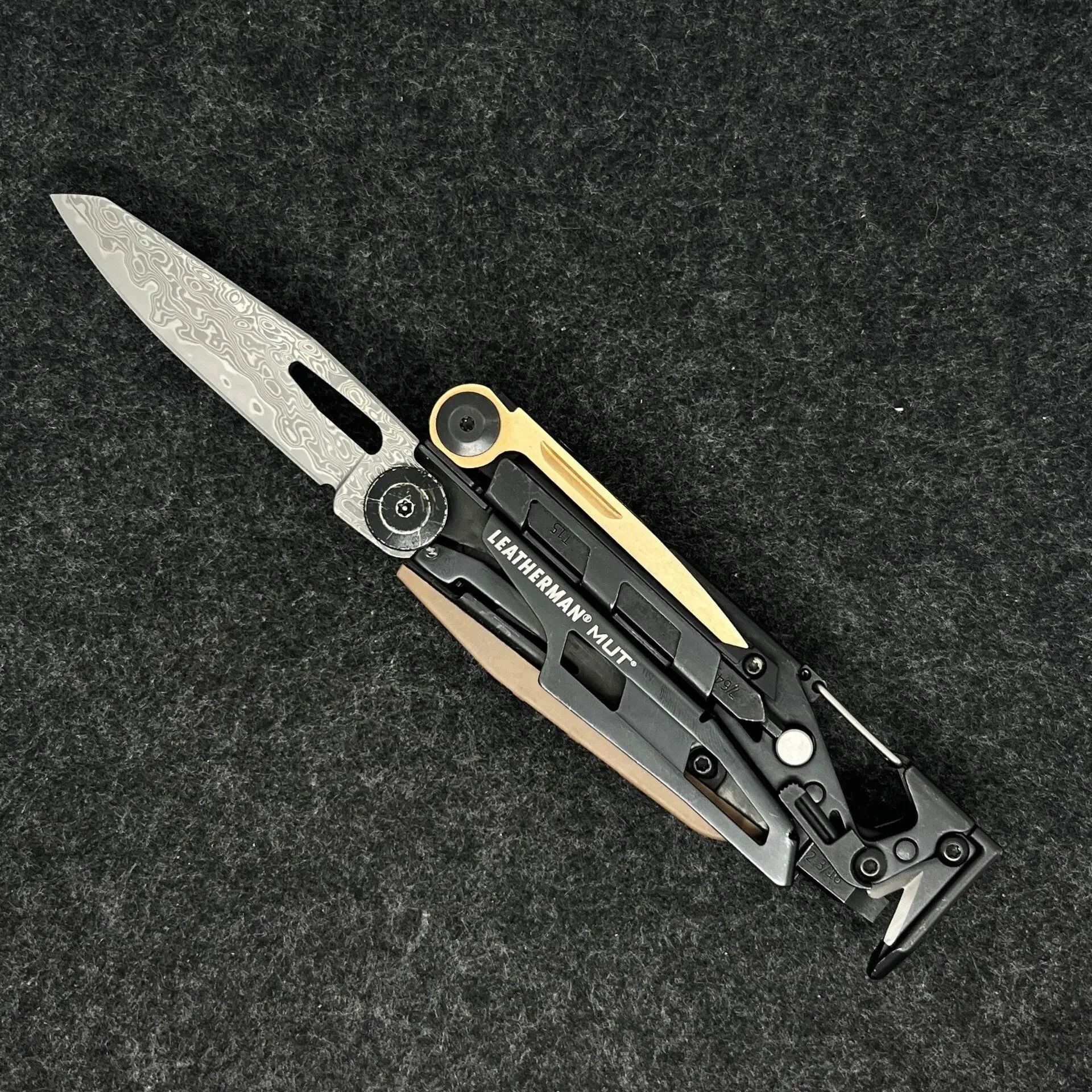 Damascus Steel Main Blade for Leatherman MUT, Single Blade Mod (Multi-Tool Not Included)