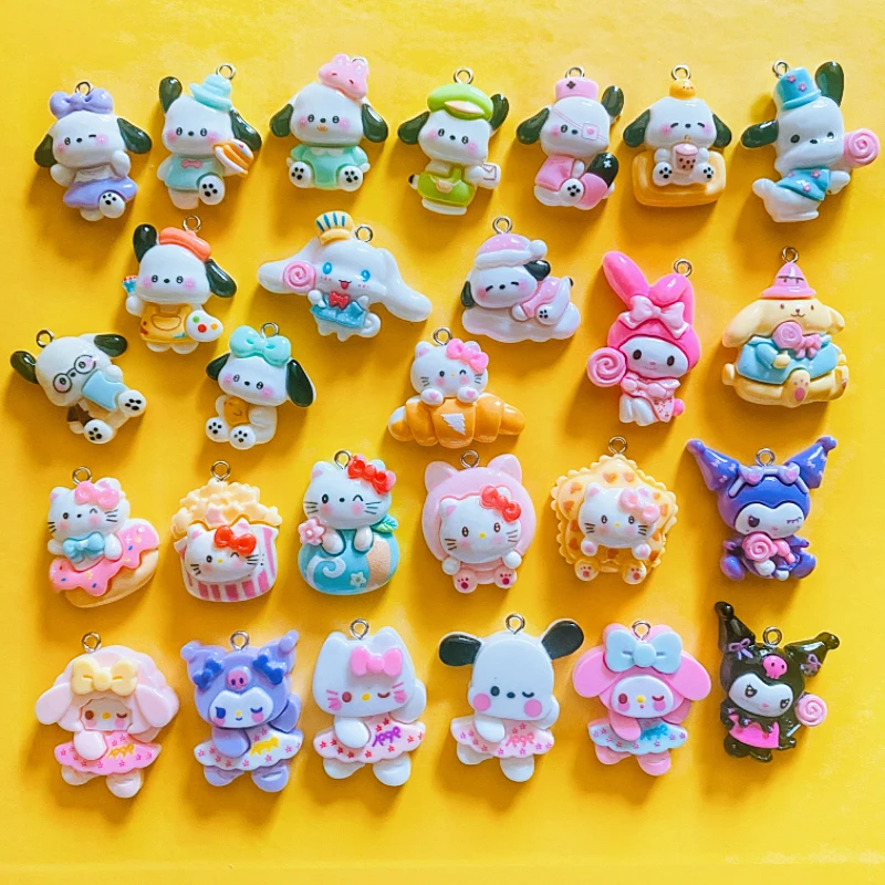 10PCS Cartoon Cute Animals Frog Cat Pendant Resin Charms for Jewelry Making DIY Earrings Keychain Necklace Accessories