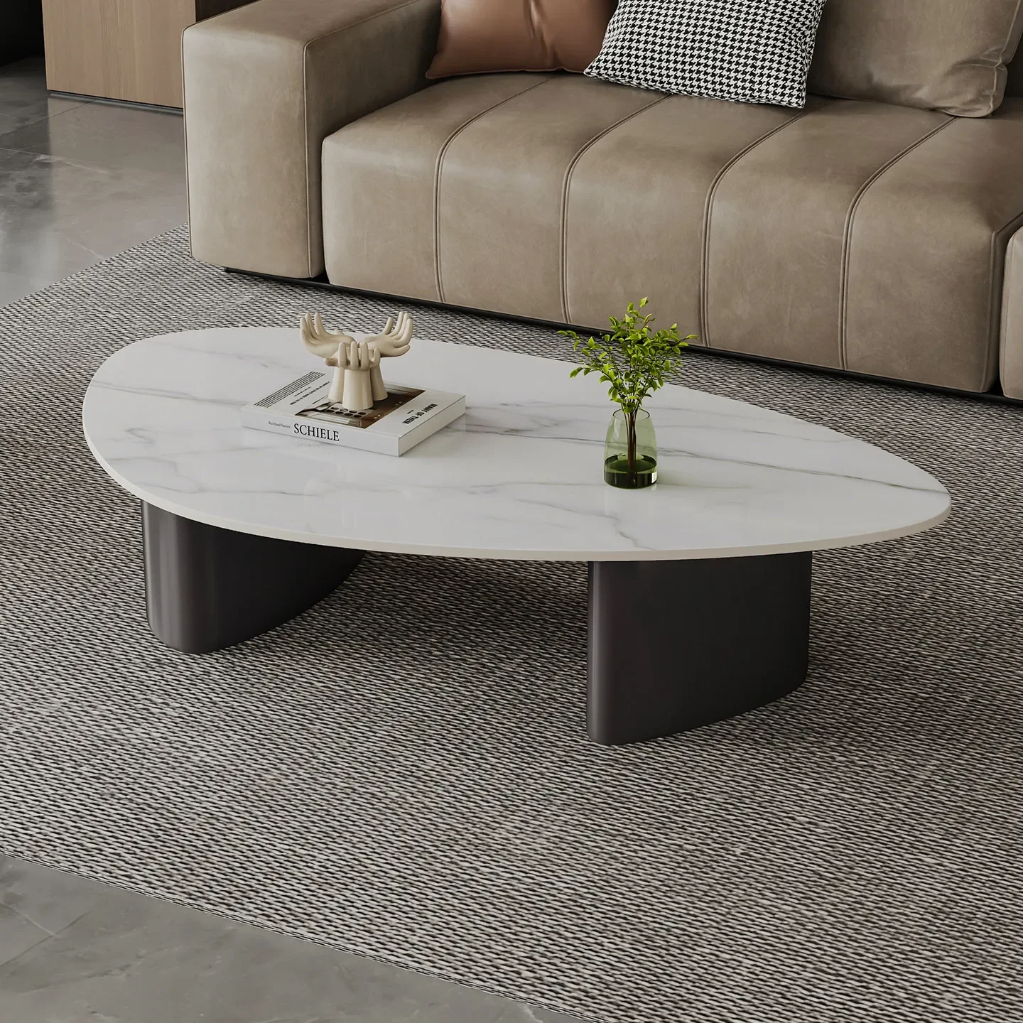 Coffee table living room household light luxury high-end Venetian brown rock slab modern simple minimalist  coffee table