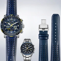 Waterproof Cowhide Leather Watch Band for Citizen Air Eagle Blue Angel Generation II Jy8078 At8020 22 23mm with Arc Interface