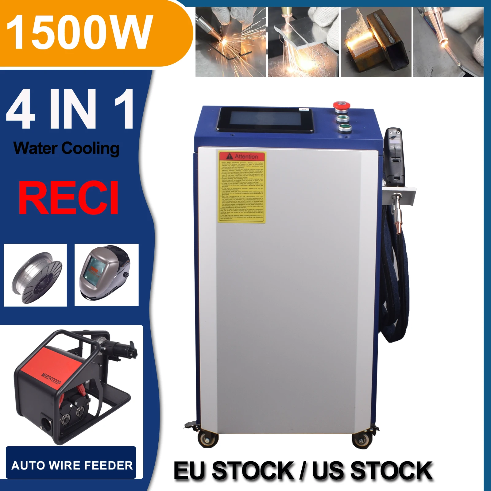 [EU STOCK] 1500W Laser Welding Machine 4 IN1 Handheld Fiber Laser Welding Machine for Metal Welding Cleaning Cutting