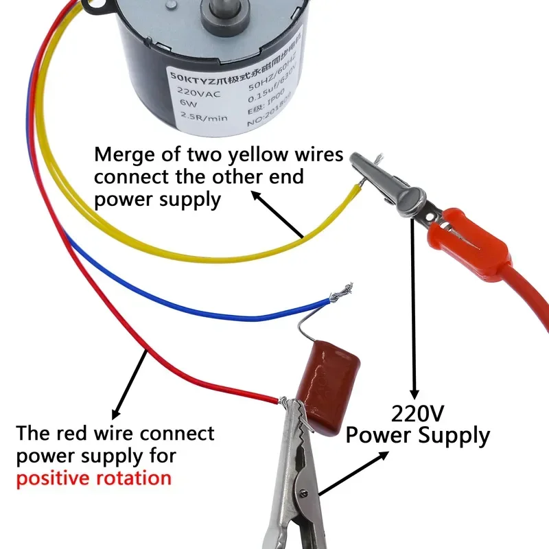 2PCS 50KTYZ 110V AC 6-8W 1,2.5,5,8,10,15,20,30,50,80,100RPM,Permanent Magnet Synchronous Gear Motor