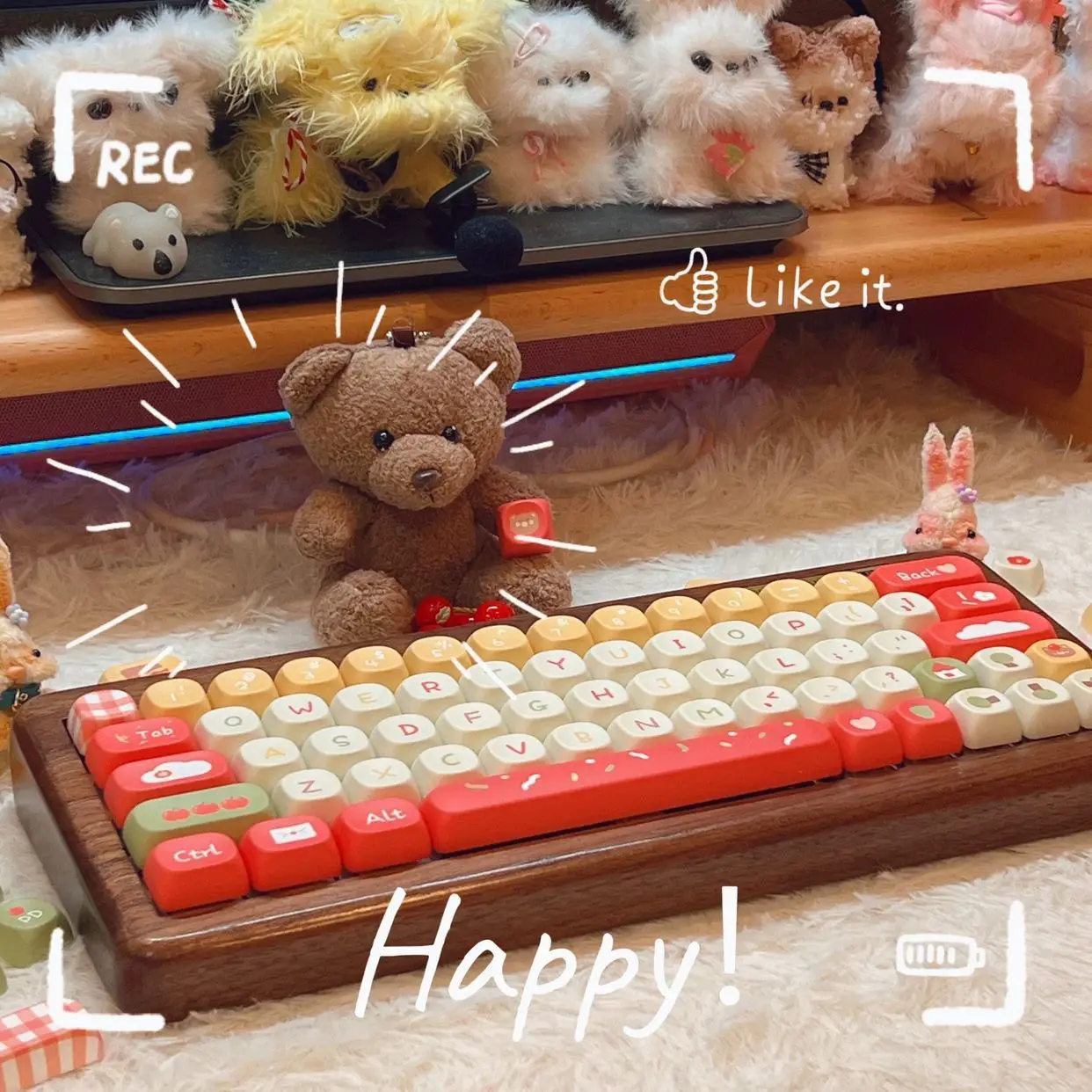 138Keys Apple MOA Keycaps Cute Keycap for Mechanical Keyboard Pink Key Caps for Girls Xmas Gift Keycap Set