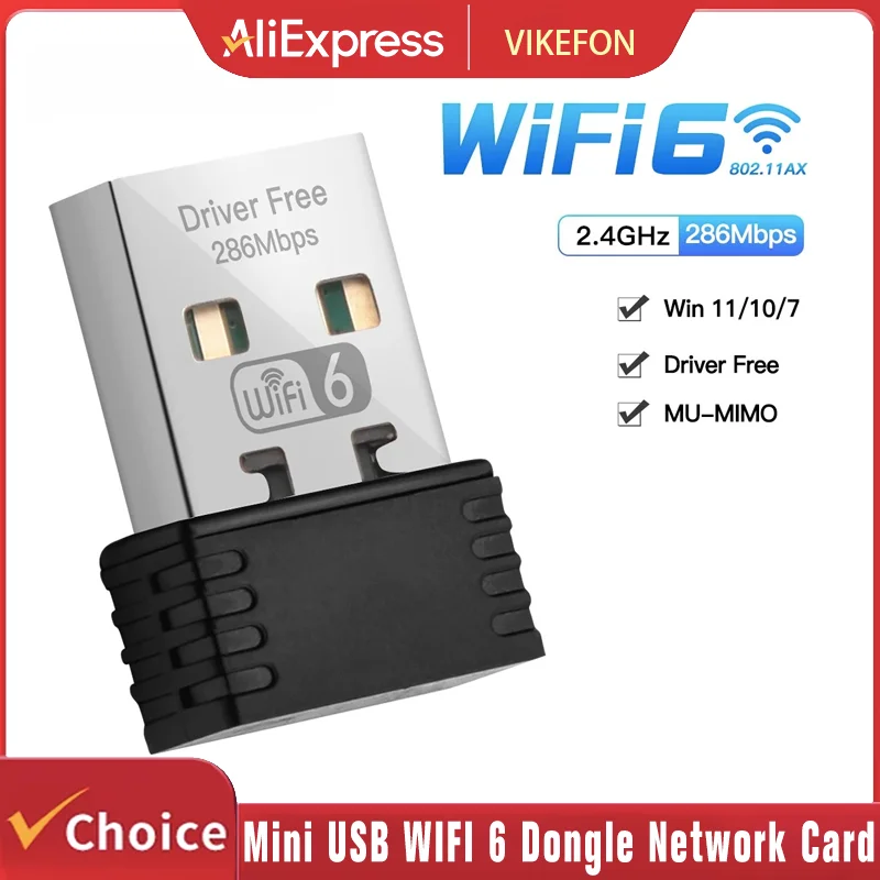 

Мини-USB WIFI 6-ключевая сетевая карта 802.11ax USB 2,4 ГГц Wi-Fi сетевой адаптер драйвер бесплатно для ПК ноутбука Windows 7 10 11Mini USB WIFI