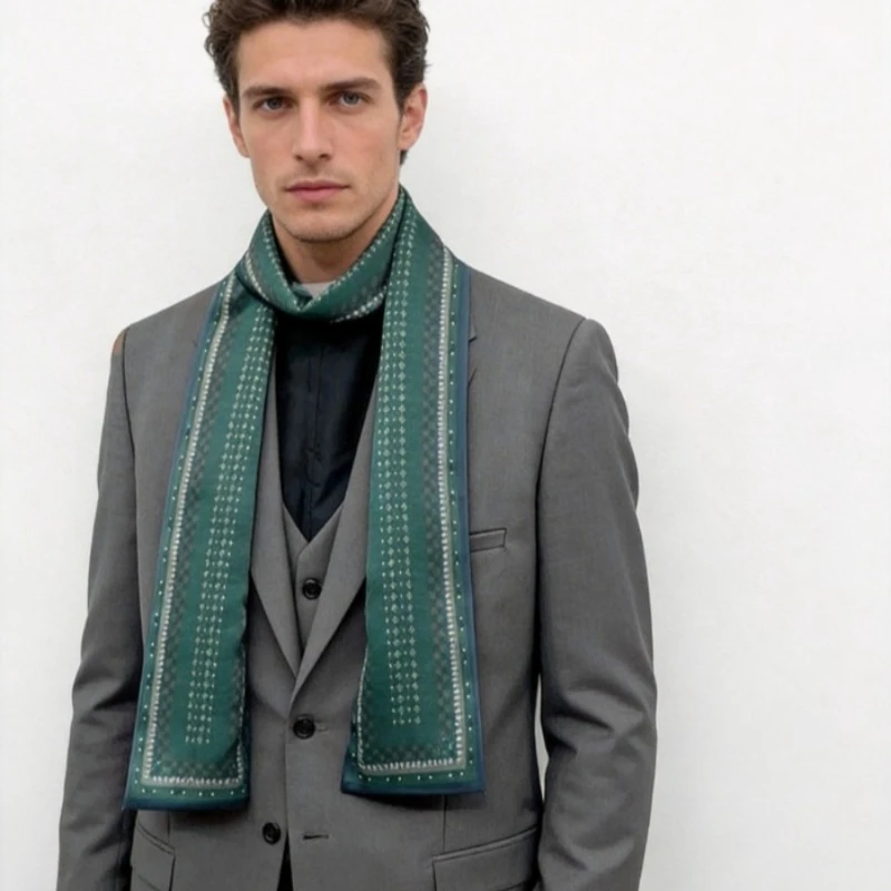 Men's Business Long Scarf - Stylish Layering Accessory for Shirts and Suits - Double-sided Slim Neck Scarf