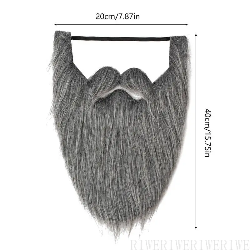 

R1WE Halloween Fake Beard Funny Fake Mustaches Costume Hair Disguise Accessories with Adjustable Elastic Rope