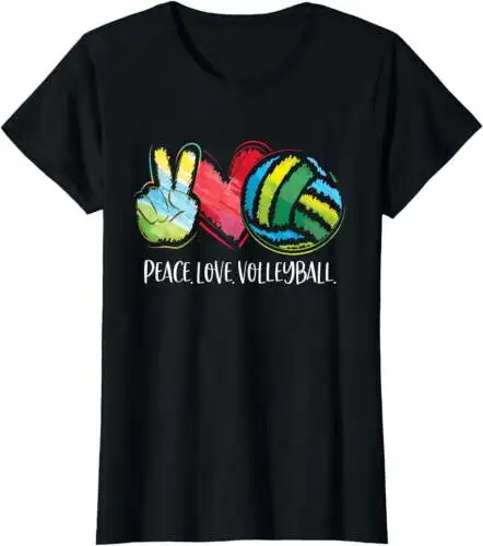 Camiseta negra de jugador de voleibol juvenil para mujer, amor de la paz