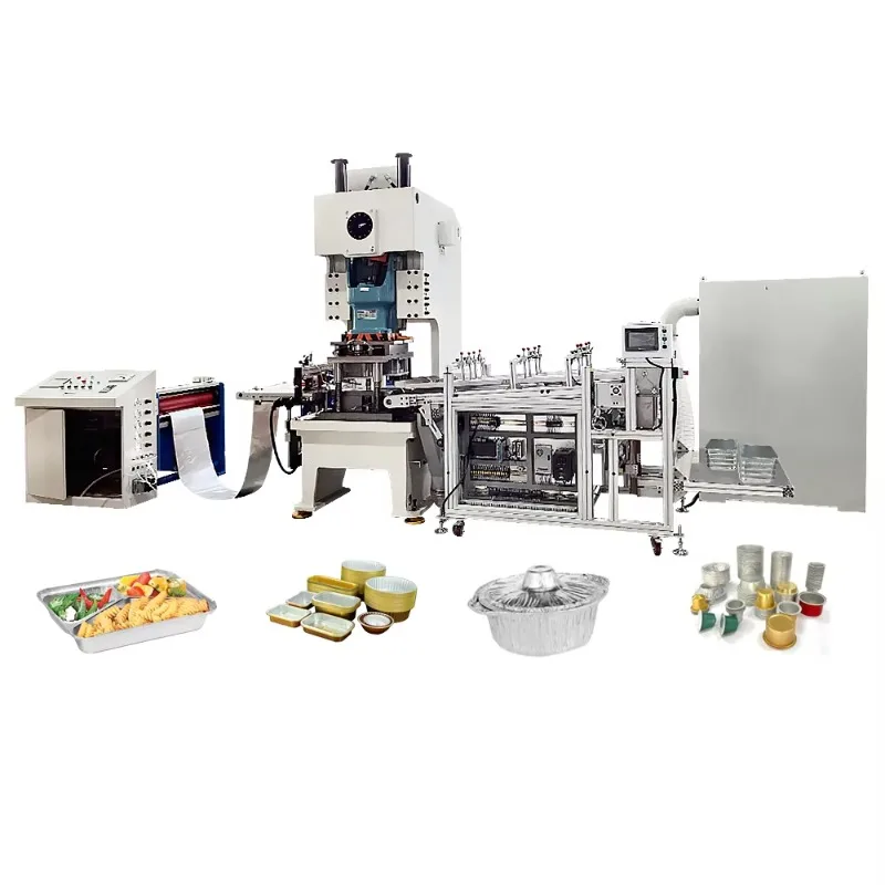 Certificación CE, fiambrera semiautomática de papel de aluminio para llevar, bandeja para platos, máquina para hacer contenedores para envasado de alimentos