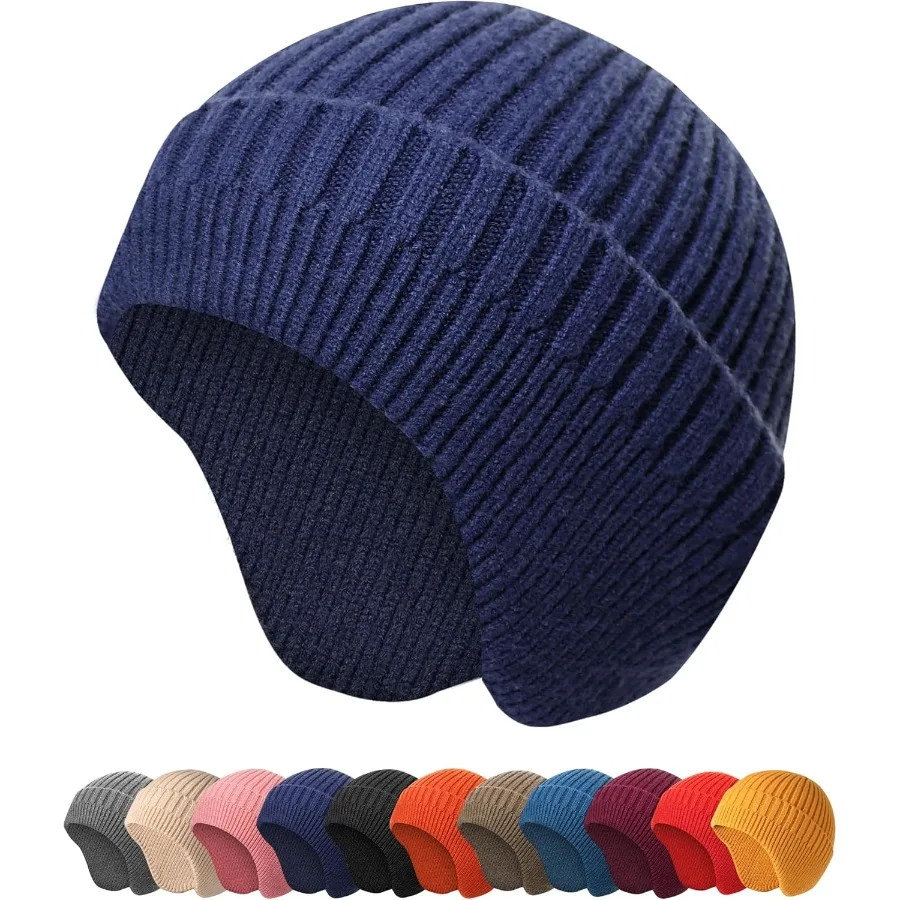 

HiRui Knitted Beanie Hats Winter Hats Ear Covers for Men Women Warm Slouchy