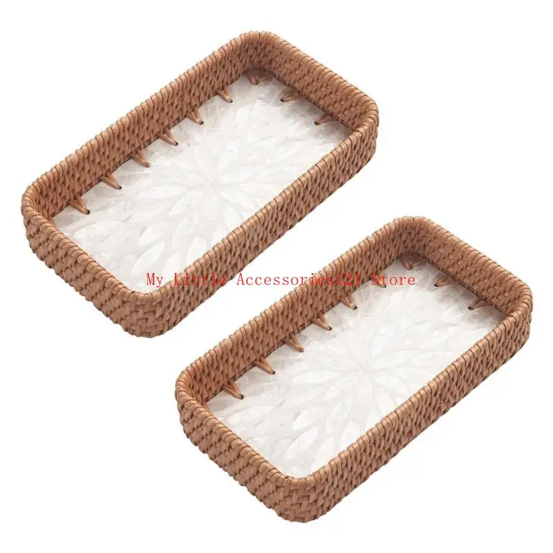 

Decorative Rattan Jewelry Organizers Single Compartment Tray For Jewelry Display Storage Tabletop Decoration Sturdy Woven