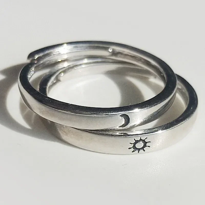 Sun Moon Couple Rings Set Open Adjustable Ring Eachother Lovers Minimalist ring gift Engagement Wedding Rings Bride Jewlery