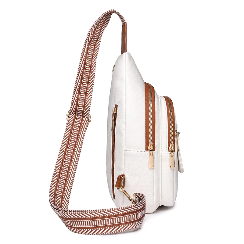 Women Bags Vintage Chest Bag Ladies PU Leather Banana Sling Bag Fashion Shoulder Chest Crossbody Bag Daypack Female Travel Pack