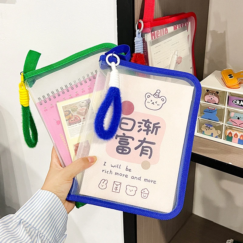 A4 Zipper File Bag PP Transparent Storage Organizer Bag File Folder Case Bags Stationery Holder