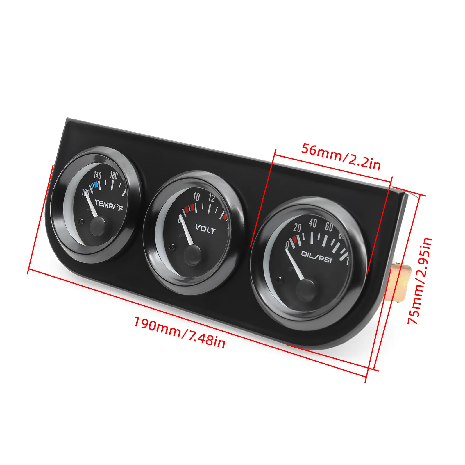 3 in 1 Car Water Temperature Gauge 52mm Oil Pressure Gauge Voltmeter Voltage Meter Auto Triple Gauge Kit Chrome customized