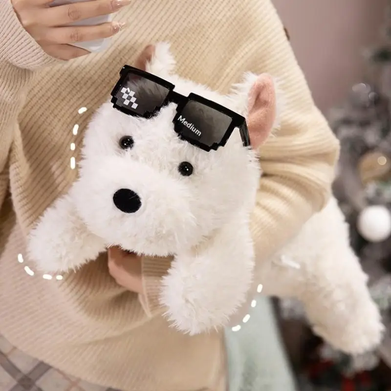 

[CUTE] Stuffed Lifelike Animal Appease Doll Pillow 43cm Kawaii Fluffy Hair West Highland Dog White Terrier Soft Puppy Plush Toy