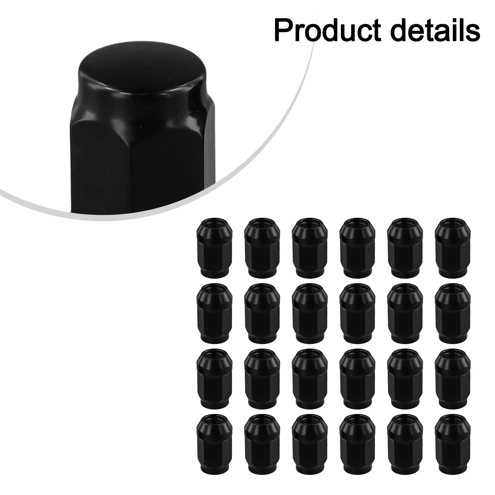 24X Car Wheel Nuts Closed End Bulge Acorn Style Lug Nuts 12x1.5mm Black For A 1/2