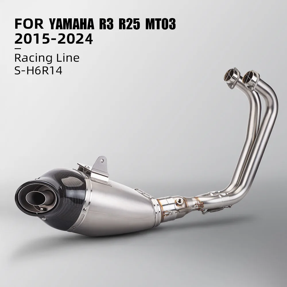 For YAMAHA R3 R25 MT03 2015-2024 Motorcycle Escape Modify Racing Line Full System Bottom Exhaust Front Link Tube Carbon Muffler