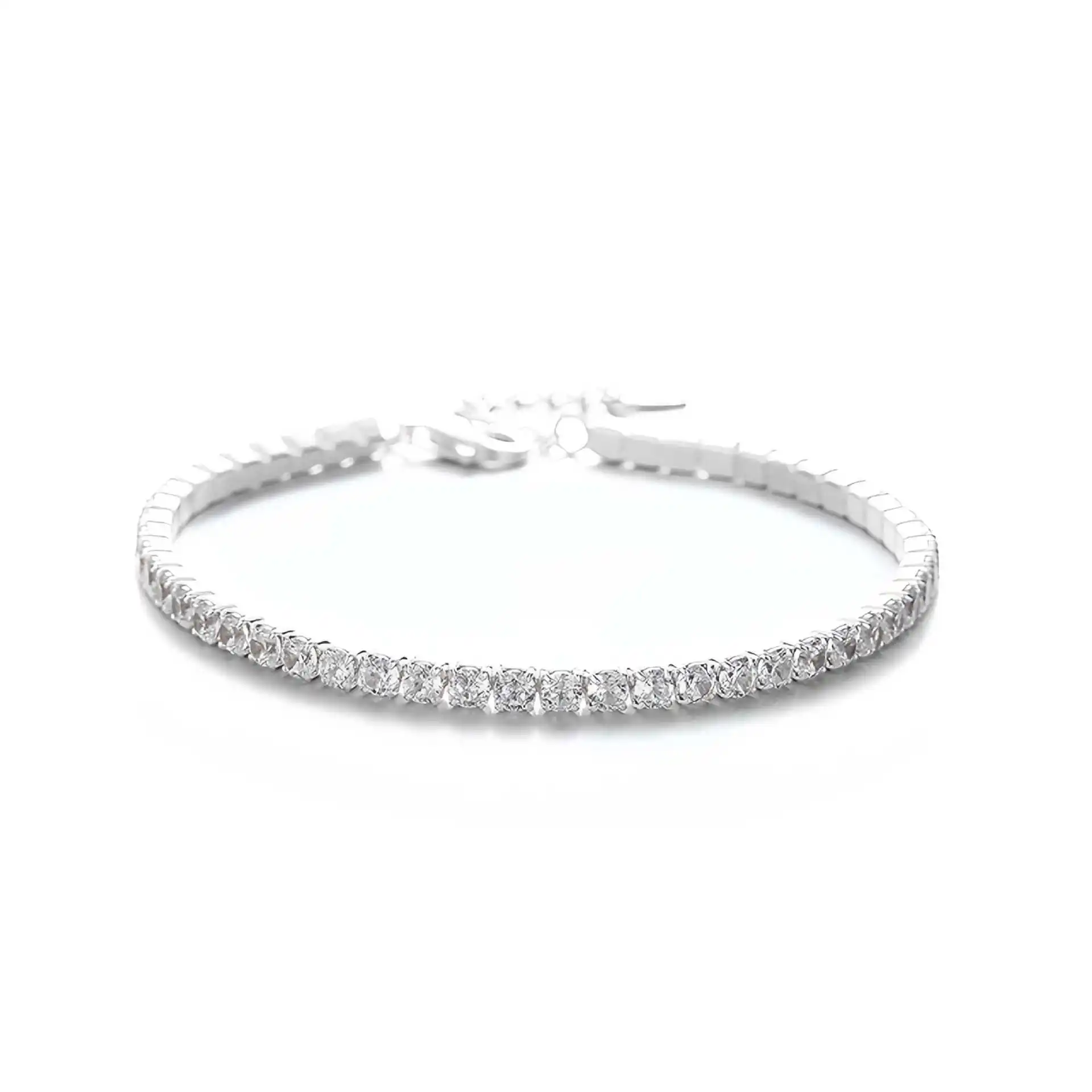 

S925 Sterling Silver Full Diamond Tennis Bracelet for Women, Elegant Shiny Diamonds, Stackable, Light Luxury and Exquisite Jewel