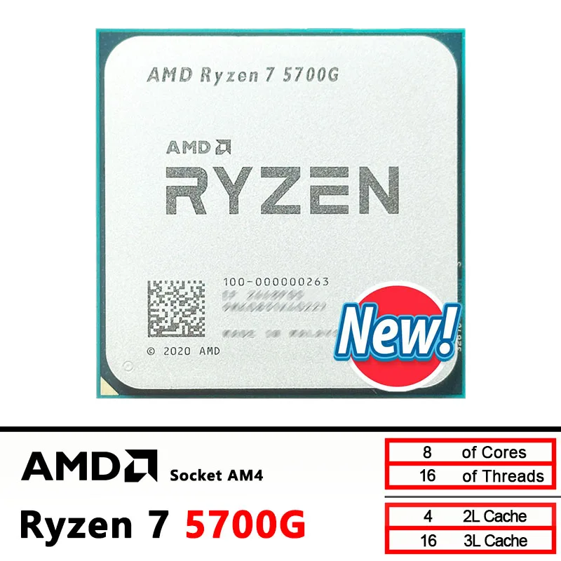 

AMD Ryzen 7 5700G R7 5700G Новый восьмиядерный процессор 3,8 ГГц, 16 потоков, 65 Вт L3 = 16M 100-000000263, разъем AM4