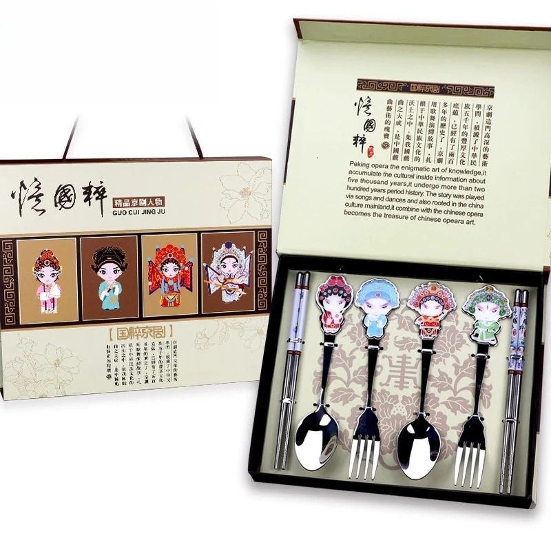 Peking Opera face mask tableware chopsticks bowl Chinese style small gift, Beijing souvenir